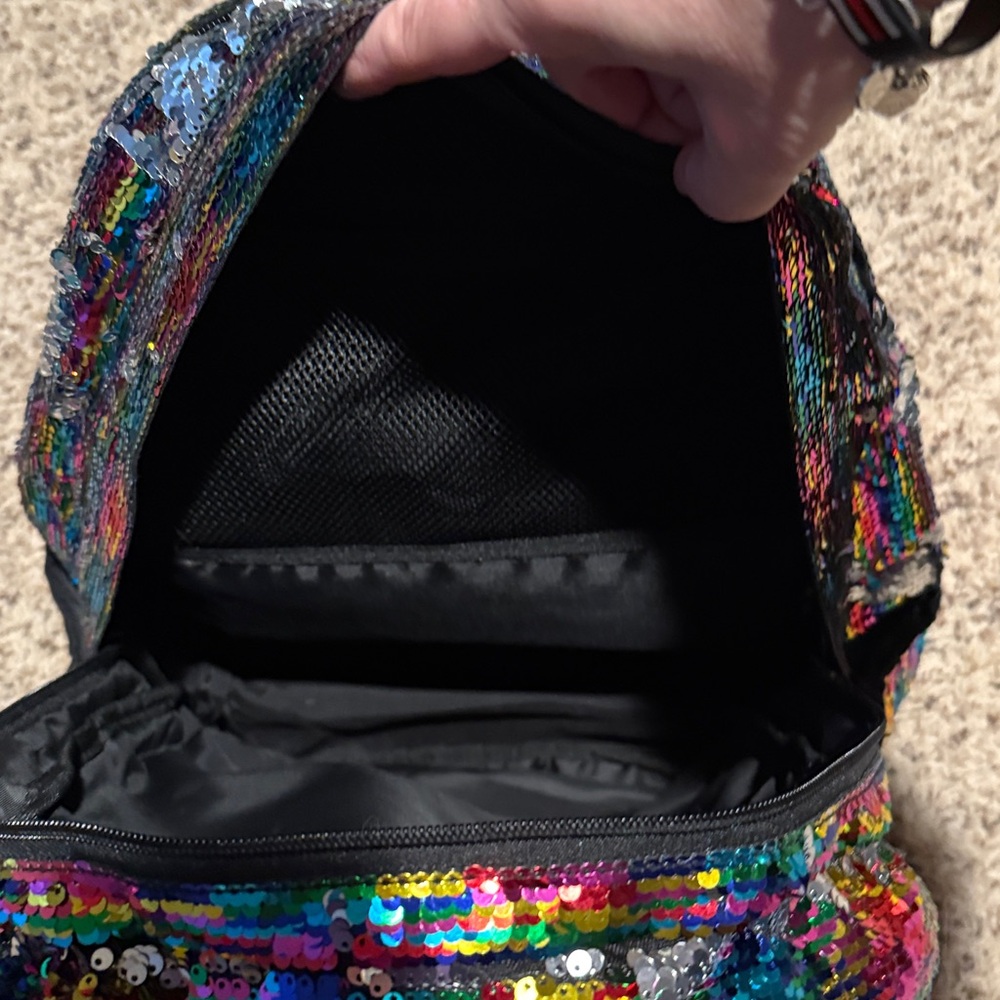 PINK Victoria’s Secret multicolored flip sequins backpack with 3 large openings - Picture 7 of 10